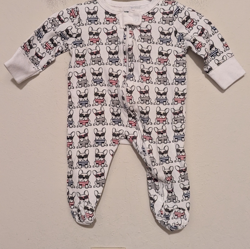 HB Dog With Sunglasses Zipper Onsie Size 0 To 3 Months